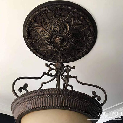 12 1/2"OD x 3 7/8"ID x 3/4"P Bradford Ceiling Medallion (Fits Canopies up to 6 5/8"), Hand-Painted Rich Gold