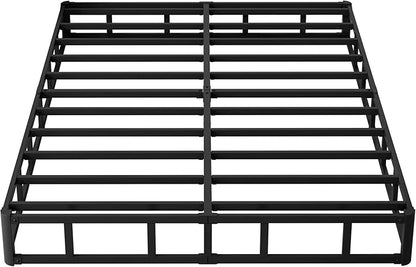King Box Spring 9 Inch, Heavy Duty Metal Box Spring Bed Base with Fabric Cover, Mattress Foundation, Easy Assembly, Noise Free, Black