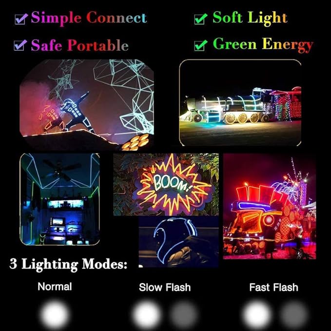MaxLax EL Wire Pink, 32.8ft/10m Portable Battery Pack Neon Light Strip 360° Cuttable Glowing Rope Lights for Parties, Halloween, DIY Decoration