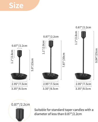NUPTIO Black Candlestick Holders for Table: 6 Pcs Taper Candles Holders Bulk for Halloween - Tall Candle Stick Holder for Birthday Party Living Room Fireplace Centerpiece