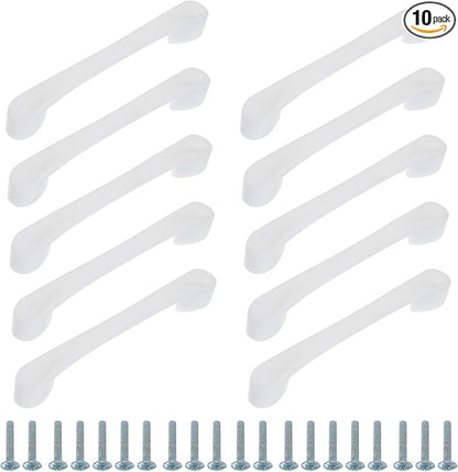 uxcell 10 Pack Plastic Cartoon Drawer Pulls, 5" ABS Closet Wardrobe Door Handle Furniture Accessory for Home Kitchen Cupboard, White