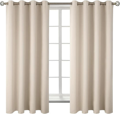 BGment Blackout Curtains - Grommet Thermal Insulated Room Darkening Bedroom and Living Room Curtains, Set of 2 Panels (52 x 72 Inch, Champagne)