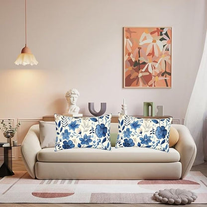 Throw Pillow Covers 24x35 Inch Pillow Covers Set of 2 Couch Pillows for Living Room, Blue Throw Pillows with Invisible Zipper, Soft Accent Pillows Decorative Pillows Farmhouse Decor, Scandinavian J334