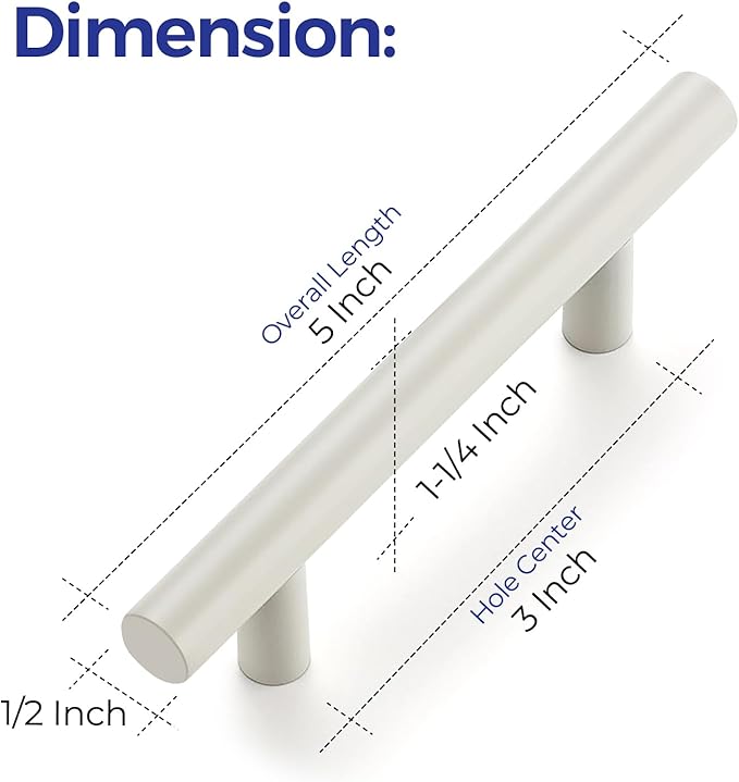 Ravinte 45 Pack | 5 Inch Cabinet Pulls White Stainless Steel Kitchen Drawer Pulls Cabinet Handles 5 InchLength, 3 Inch Hole Center