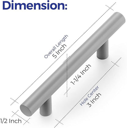 Ravinte 55 Pack | 5 Inch Cabinet Pulls Grey Stainless Steel Kitchen Drawer Pulls Cabinet Handles 5 InchLength, 3 Inch Hole Center