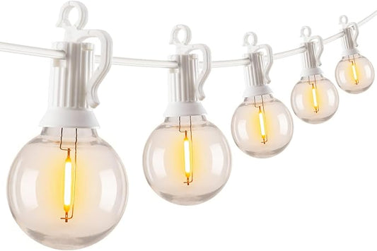 Brightown 60 Feet LED Outdoor String Lights with Shatterproof G40 Edison Bulbs, Connectable and Weatherproof Strand, Commercial Grade Patio Lights for Backyard Garden Patio Decorative, White