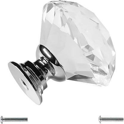 Dynasty 30mm Glass Crystal Dresser Drawer Kitchen Cabinet Door Hardware Knobs Handles - Color | Quantity Choice, Black
