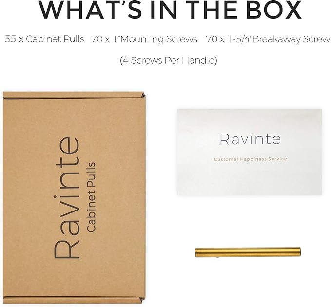 Ravinte 35 Pack 5 Inch Cabinet Pulls Brushed Brass Stainless Steel Kitchen Drawer Pulls Cabinet Handles 5”Length, 3” Hole Center