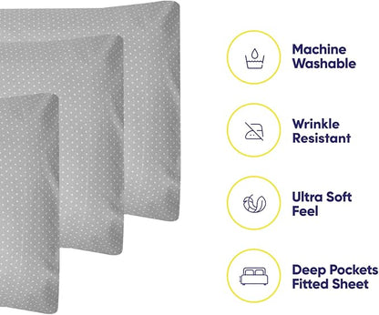 Cal King Size Bed Sheets - 6 Piece 1500 Supreme Collection Fine Brushed Microfiber Deep Pocket California King Sheet Set Bedding - 2 Extra Pillow Cases, Great Value, California King, Dot Gray