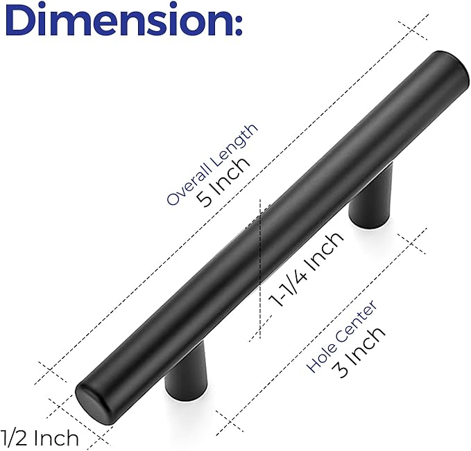 Ravinte 30 Pack | 5 Inch Cabinet Pulls Matte Black Stainless Steel Kitchen Drawer Pulls Cabinet Handles 5 InchLength, 3 Inch Hole Center