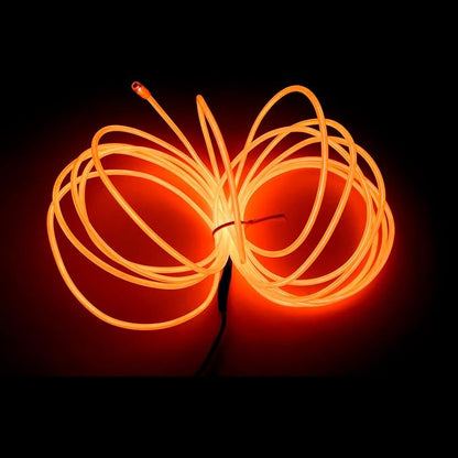 MaxLax EL Wire Orange, 16.4ft/5m Portable Battery Pack Neon Light Strip 360° Cuttable Glowing Rope Lights for Parties, Halloween, DIY Decoration