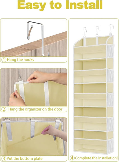1 Pack Over The Door Storage Organizer with 5 Pockets 10 Mesh Pockets, 44 lbs Weight Capacity Door Hanging Organizers and Storage for Bedroom,Bathroom,Nursery,Kidroom,Babyroom