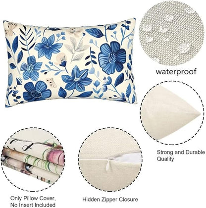 Outdoor Pillows Blue Pillow Covers 28x35 Inch Set of 2 Throw Pillow Covers, Scandinavian Throw Pillows, Lumbar Pillows Cushion Covers Decorative Pillow Covers for Couch Garden Patio Furniture J334