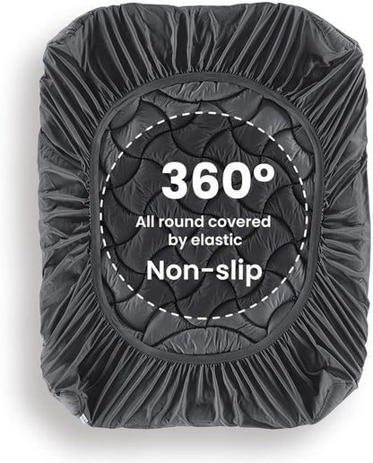 SLEEP ZONE Cooling RV Mattress Topper, Premium Zoned Cool Mattress Pad Cover, Padded Mattress Protector Breathable Washable, Deep Pocket 8-21" (Grey, Short Queen)