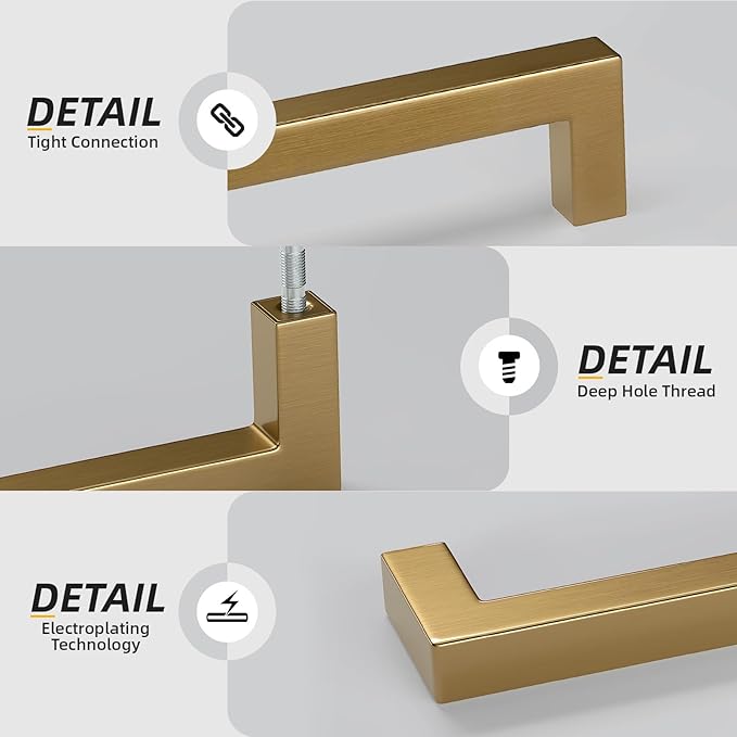 goldenwarm 15 Pack Champagne Bronze Cabinet Pulls Bronze Drawer Pulls 4 Inch Kitchen Cabinet Handles Champagne Gold Drawer Handles T Bar Square Hardware for Kitchen Bedroom Cupboard, 102mm Hole Center