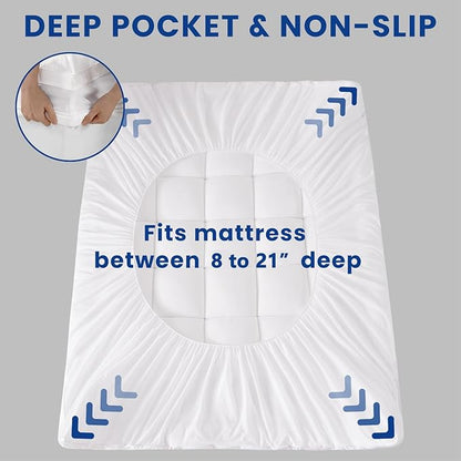 Twin XL Mattress Topper, Extra Thick Pillowtop, Cooling and Plush Mattress Pad Cover for Back Pain,Soft Mattress Protector Cover with 8-21 Inch Deep Pocket(39''x80'')