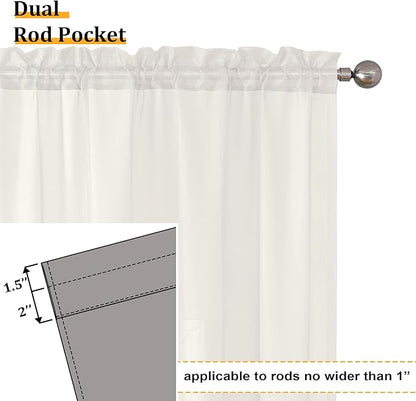 Aiyufeng Voile Sheer Ivory Curtains - Transparent Light Weight Soft Window Treatment Curtain Panels with Rod Pocket Top for Patio Door/Living Room (W59 x L96, 2 Panels), Ivory