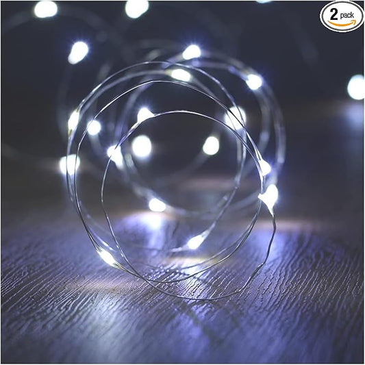 ANJAYLIA Fairy Lights, 10ft 30 LED Mini String Lights Firefly Starry Lights for Wedding, Bedroom, Party, Christmas, White 2 Pack