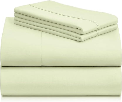 LuxClub 4 PC Sheet Set Bed Sheets Deep Pockets 16" Eco Friendly Wrinkle Free Cooling Machine Washable Hotel Bedding Silky Soft - Sage Green Full