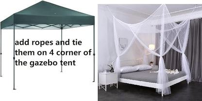 OctoRose Four Post Mosquito Net for Bed Canopy -Fits Queen, King, California King Beds-Indoor & Outdoor Use- Orange