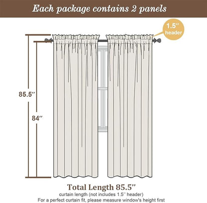 Chyhomenyc Sheer Grey Curtains 84 inches Long 2 Panels Set, Lightweight Solid Elegant Window Curtain Panels/Drapes/Treatment for Bedroom Living Room (42 X 84 Inches, Charcoal Grey)