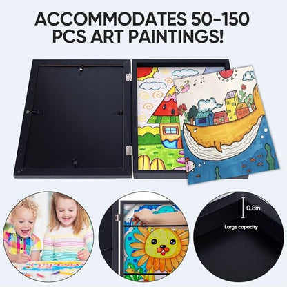 3-Pack Kids Artwork Frames Changeable - Kids Art Frame,Artwork Frames for Kids Art,Children Art Projects Kids Art Frames,8.5x11 Picture Frame for Display Kid Art work,With Storage(Black)