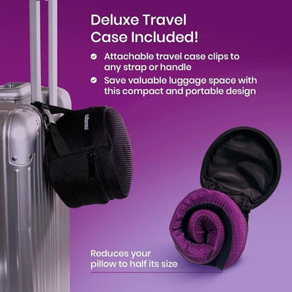 Cabeau Long Haul Flight Cooling Travel Neck Pillow – Evolution Cool – Supportive Memory Foam with Airflow Vents – Compact with Carrying Case (Red)