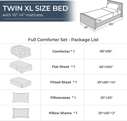 HEVUMYI Light Grey Twin-XL Comforter Set - 5-Piece All Season Bed in a Bag Twin-XL, Ultra Soft Bedding Set with Comforter, Flat Sheet, Fitted Sheet, Pillowcases, Pillow Shams, Light Gray