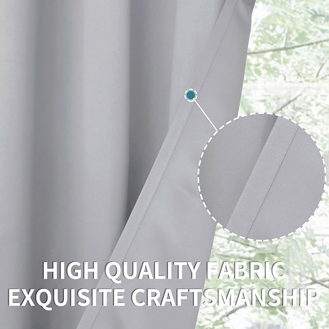 BGment Room Darkening Curtains 72 Inches Long - Grommet Thermal Insulated Drapes Window Treatment Curtains for Bedroom, 2 Panels, 42 x 72 Inch, Light Grey
