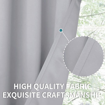 BGment Room Darkening Curtains 72 Inches Long - Grommet Thermal Insulated Drapes Window Treatment Curtains for Bedroom, 2 Panels, 42 x 72 Inch, Light Grey