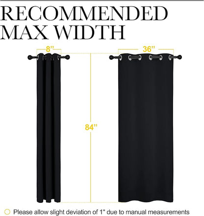 NICETOWN Thermal Insulated Black Blackout Curtains/Drapes 84 inches Length 2 Panels Set for Living Room, 42 inches Wide, Privacy Sound Reducing Room Darkening Draperies Window Treatment