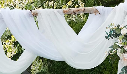 LinenZone White Window Scarf Valance in 144 Inch Size. Use Window Scarves as Canopy Bed or Backdrop Curtains, Curtain Scarf, or Sheer Fabric for Draping. (Amazing 55 x 144, White)
