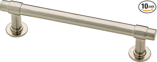 Franklin Brass - Francisco Satin Nickel Cabinet Handles 4 Inch (4") Hole Center Pulls | Easy Install, Durable Hardware for Kitchen Cabinet Door, Drawers, Dresser Pull, Furniture (10 Pack)