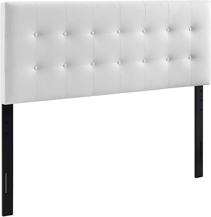 Modway Emily Tufted Button Faux Leather Upholstered King Headboard in White