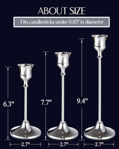 Candlestick Holders Taper Candle Holders, Set of 6 Silver Candle Holder Set, Vintage Table Centerpiece for Wedding Christmas Holiday