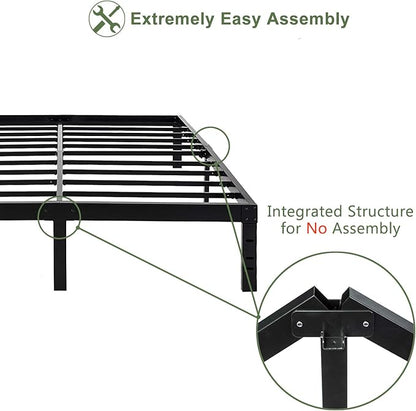 45MinST 14 Inch Reinforced Platform Bed Frame/3500lbs Heavy Duty/Easy Assembly Mattress Foundation/Steel Slat/Noise Free/No Box Spring Needed, California King