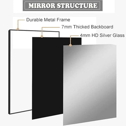 Bathroom Mirror 30x36 Inch, Black Frame Mirror 30"x36", Rectangle Wall Mounted Mirror, Metal Framed Vanity Mirror for Wall 30 by 36, Modern Mirror Hangs Horizontal Or Vertical