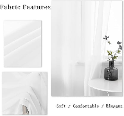 DUALIFE White Voile Sheer Curtains Grommet,Look Semi Sheer Windows Panels,Elegant Solid Color Touch Soft Drapes, 52X120 Inch for Living Room Bedroom,Set of 2 Panels