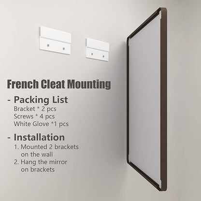 48x36 Bronze Framed Mirror for Wall, Bathroom Vanity Mirror with Brushed Bronze Metal Frame for Modern Farmhouse, Rounded Corner, Anti-Rust, Tempered Shatterproof (Horizontal/Vertical)