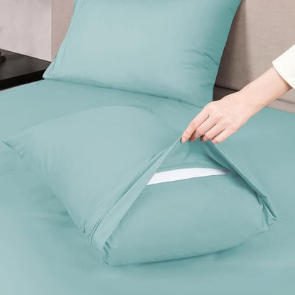 Mejoroom Twin XL Sheet Set - Hotel Luxury Microfiber Sheet & Pillowcase Sets Fits College Dorm Room Mattress - Soft, Breathable, Wrinkle & Fade Resistant - 3 Piece (Grayish Green)