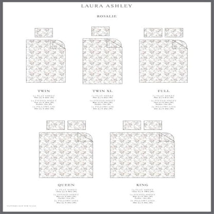Laura Ashley - Flannel Sheets Queen Size, Anti-Pilling & Wrinkle Resistant Cotton, Touchably Soft for All-Season Comfort - Bed Sheets with Matching Pillowcases & Fitted Sheet (Rosalie Grey)