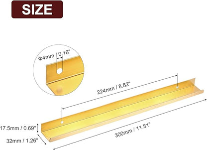 uxcell Cabinet Finger Edge Pull, 8pcs 300mm / 11.81" Aluminum Alloy Back Mount Hidden Cabinet Pulls Concealed Handle for Home Kitchen Drawer Cabinet, Gold