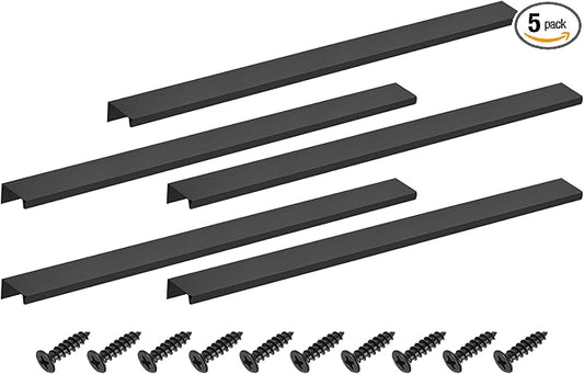 uxcell Cabinet Finger Edge Pull, 5pcs 400mm / 15.75" Aluminum Alloy Back Mount Hidden Cabinet Pulls Concealed Handle for Home Kitchen Drawer Cabinet, Black