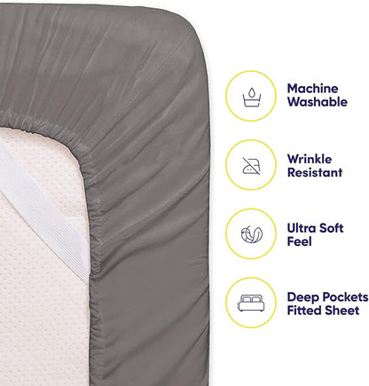 Twin Size Bed Sheets - 4 Piece 1500 Supreme Collection Fine Brushed Microfiber Deep Pocket Twin Sheet Set Bedding - 1 EXTRA PILLOW CASES, GREAT VALUE, Twin, Gray