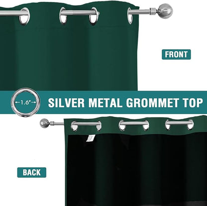 ChrisDowa 100% Blackout Curtains 108 inch Long for Bedroom with Black Liner, 2 Thick Layers Total Blackout Thermal Insulated Grommet Window Curtains 2 Panels Set (Forest Green, 52 x 108 Inch)