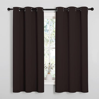 NICETOWN Blackout Curtain Panels for Bedroom Window, Triple Weave Microfiber Energy Saving Thermal Insulated Solid Grommet Blackout Draperies and Drapes (1 Pair, 34 inches by 63 Inch, Toffee Brown)