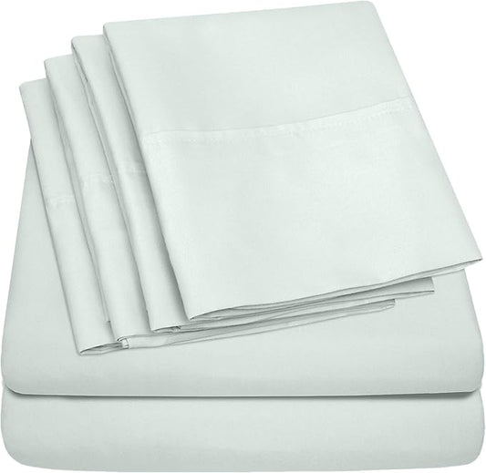 Cal King Size Bed Sheets - 6 Piece 1500 Supreme Collection Fine Brushed Microfiber Deep Pocket California King Sheet Set Bedding - 2 Extra Pillow Cases, Great Value, California King, Mint