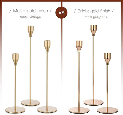 Candlestick Candle Holders Gold Taper: Candeldo Tall Brass Candles Stick Holder Decor Set of 30 Dinning Table Centerpiece Vintage Metal Candle Stand Wedding Decorations