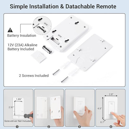 DEWENWILS Wireless Light Switch and Receiver Kit, 10A/1200W, No in-Wall Wiring Required,Remote Control Wall Switch Lighting Fixture for Ceiling Lights, Fans, Lamps,100 Ft RF Range, Programmable