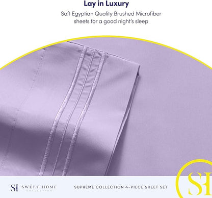 Full Size Sheet Sets - Breathable Luxury Sheets with Full Elastic & Secure Corner Straps Built In - 1800 Supreme Collection Extra Soft Deep Pocket Bedding Set, Sheet Set, Full, Lavender
